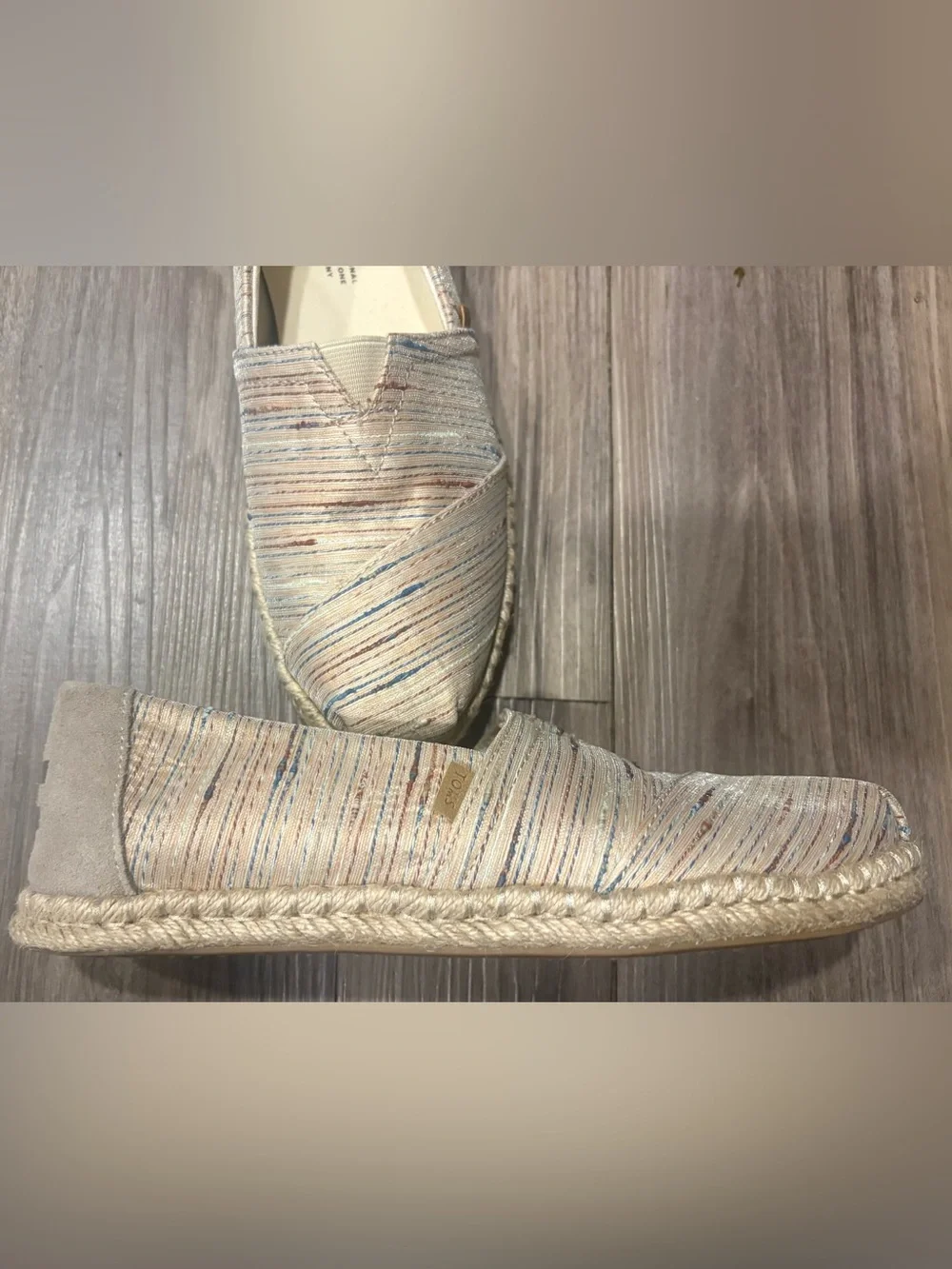 Toms Cream Multistripe Espadrille Slip-On Flats